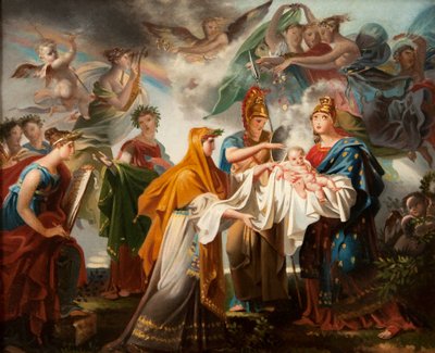 Allegorie van de Geboorte van de Koning van Rome, hernoemd na 1814 Allegorie van de Geboorte van Lodewijk XIV door Charles Meynier